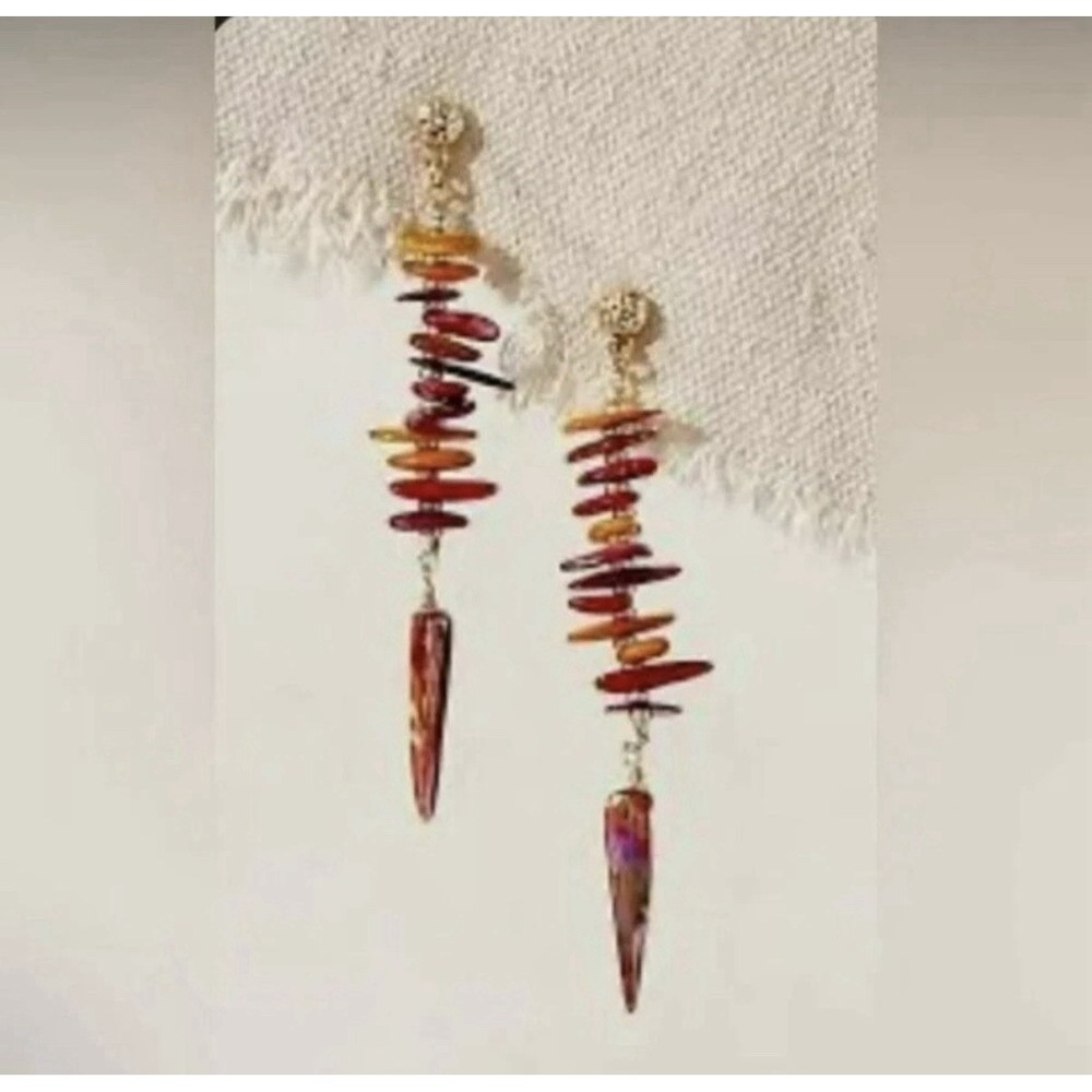 Free People Ariana Ost Sira Dangle Tiered Stone Earrings - NEW
